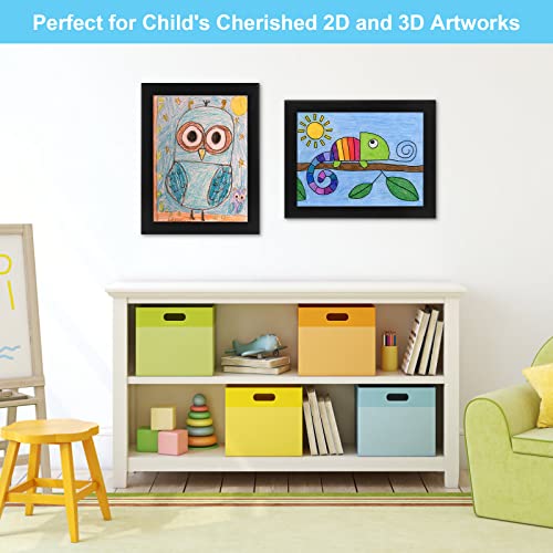 Image of [2-Pack] Kids Frames, 8.5x11 Front Opening Kids Artwork Frames Changeable, Black Artwork Display Storage Frame for Wall, Holds 50 Pcs, for 3D Picture, Crafts, Children Drawing, Hanging Art, Portfolio