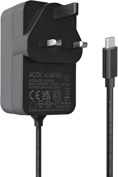 JUSTOP USB-C Power Supply for Raspberry Pi 5, 30W 27W up to 5V 6.0A, Type-C Wall Adapter, UK Plug, Compatible with Raspberry Pi 5 4GB/8GB/16GB, CE UKCA, Two Years Warranty - 1