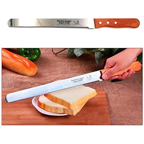Hihey Bread Cutter Stainless Steel 10 Inch Serrated Bread Cutter Toast Cutting Knife Cake Slicer Baking Pastry Cutter Cover