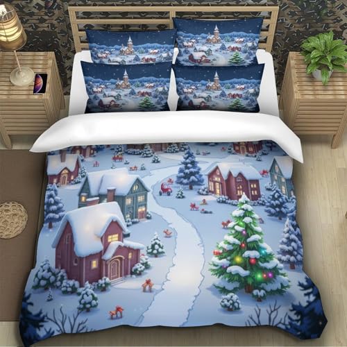 Parure de lit sapins de Noël en microfibre résistante King size 220x240 de qualité - 5