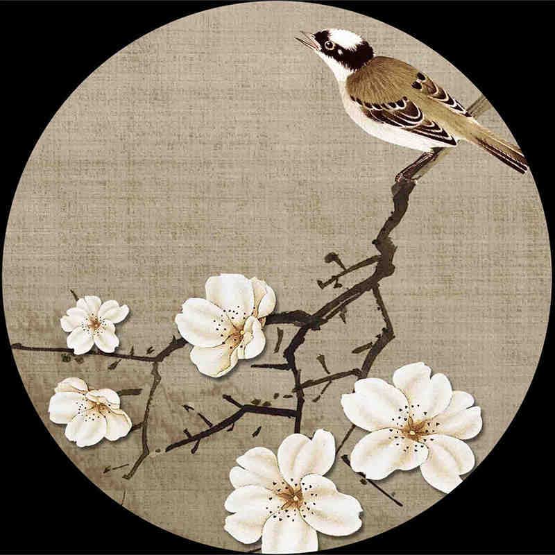 Amazon.co.jp: ヴィンテージ壁紙 3D 手描きの中国風の梅の花の鳥の写真