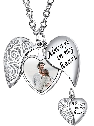Supcare Locket Necklace That Holds Pictures-Engraved Photo Pendant Custom Jewellery Gifts for Men Women (with Jewellery Gift Box)