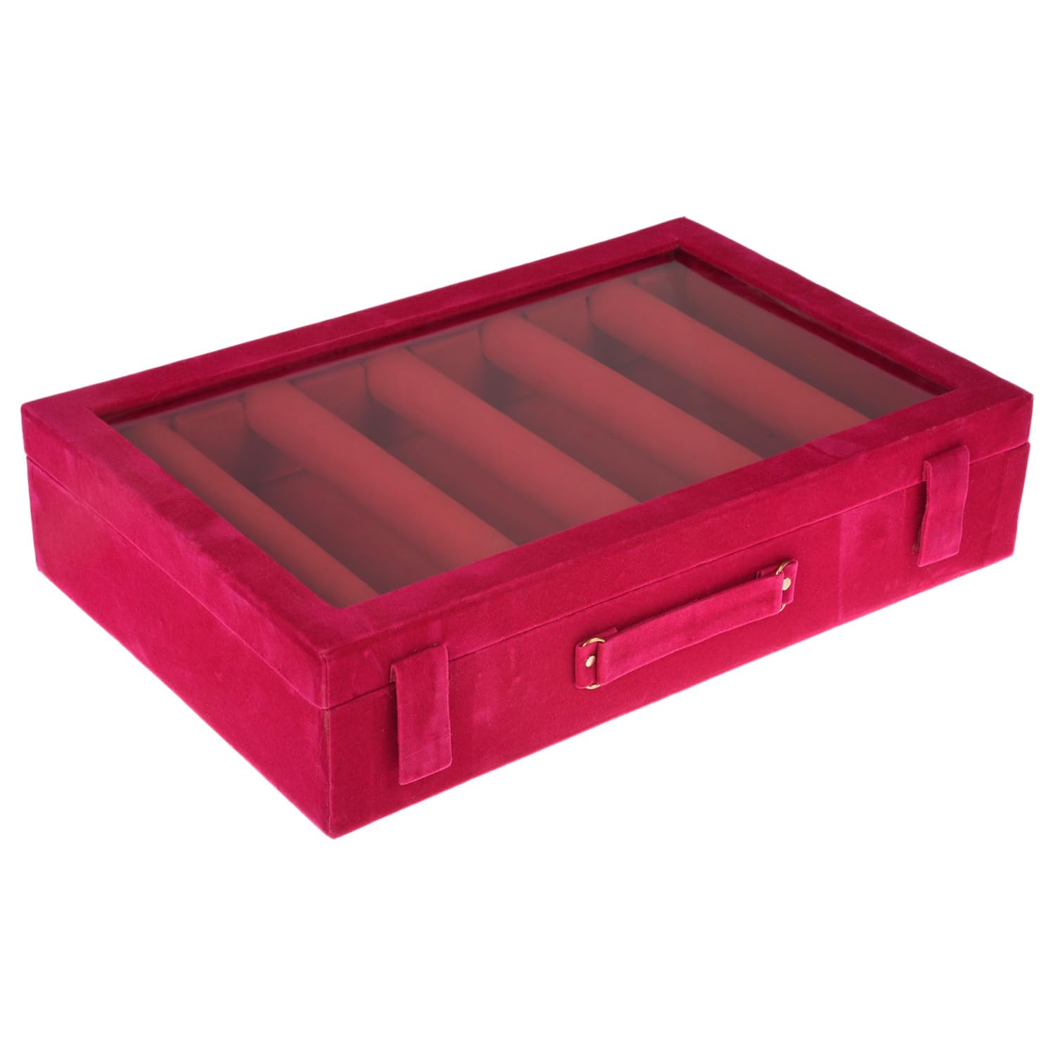 metreymetrey 5 Rod Bangle Box|Wooden Jewelry Box|Wedding Vanity Box|Velvet Coated Wedding Bracelet Organizer for Women & Girls (Pink)