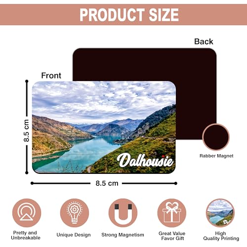 Image of Elegant Fridge Magnet with Themes |Rectangular Size Refrigerator Magnet with Magnetic Rubber Back | Pack of 1, 8.6cm X 5.4cm (Dalhousie - Design 1)