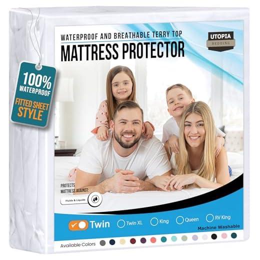 Utopia Bedding Premium Waterproof Terry Mattress Protector Twin 200 GSM, Mattress Cover, Breathable, Fitted Style with Stretchable Pockets (White)