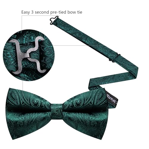 Image of YOHOWA Paisley Striped Men Bow Tie Pre-Tied Formal Adjustable Colorful Bowties Handkerchief Cufflinks Set Wedding Party