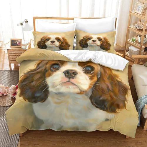 Parure de lit Chiot Cavalier King Charles 140x200 microfibre