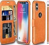 VANAVAGY Wallet Case for iPhone X/iPhone Xs/iPhone 10 4G for Women and Men,RFID Flip Leather Cover w