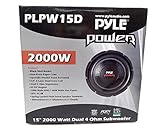 15' Pyle PLPW15D 2000w Single Speaker Car Audio Subwoofer Dual Coil with GTMAT 80mil Ultra Sound Deadener License Plate Kit