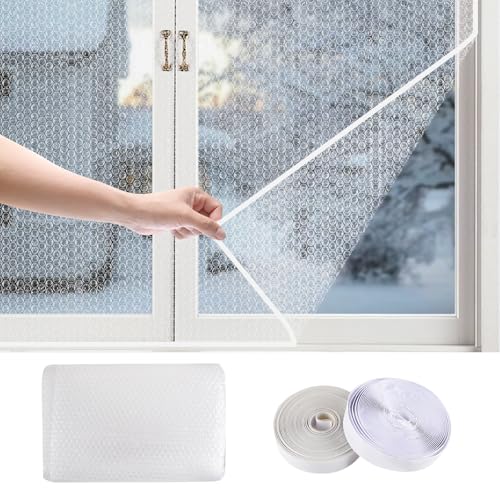 防寒シート 窓 ガラス断熱シート 冬 寒さ対策 窓保温シート 冷気遮断 省エネ 節電 結露防止シート マジックテープ付き 貼付簡単 冬の窓断熱キット 室内/風呂/寝室用 (160*190cm)