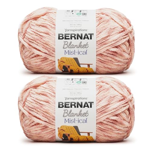 Bernat Blanket Mist-ical Lot de 2 pelotes de 300 g, fil à tricoter/crocheter, quartz rose