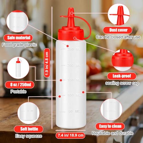 Yiyiring 24 Pack 8 oz Plastic Squeeze Bottles Multipurpose Condiment Squirt Bottles Bulk Including Labels Pens and Funnels Suitable for Sauces, Oil, Dressing, Syrups, Seasonings, Liquids, Crafts by Yiyiring - Image 2