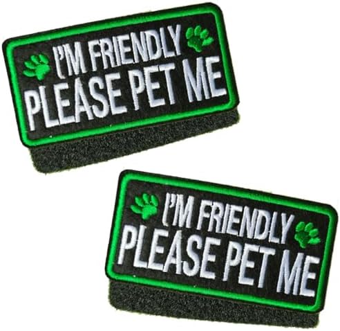 I'm Friendly Please Pet Me Patch for Service Dog Vests Harnesses Emblem Embroidered Fastener Hook & Loop Patches (2 pcs) image 5
