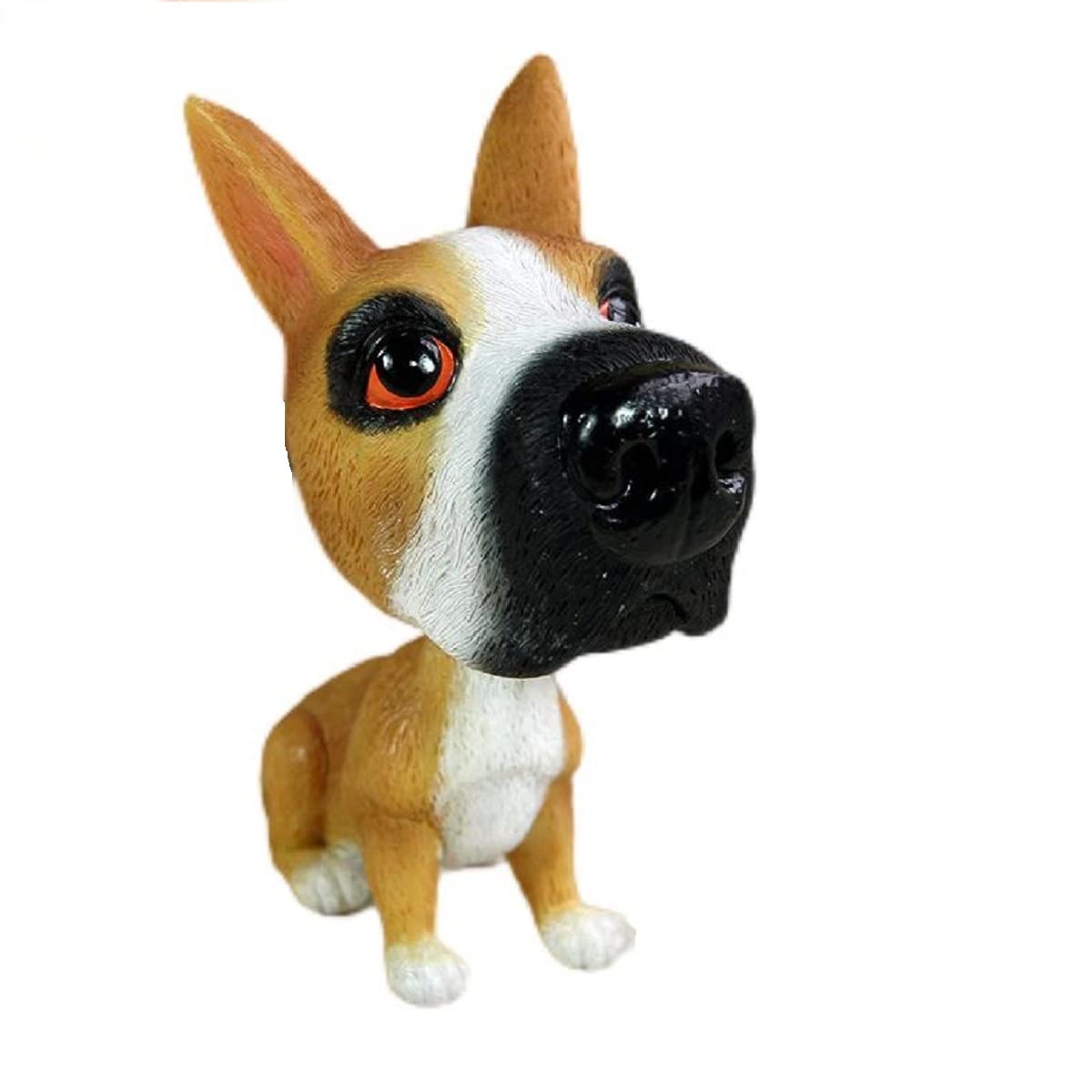 PwenjofySmall Bobbing Head Dog Resin Figurines Bobblehead Puppy for Home Office Desk Car Dashboards Decor Ornaments (Boxer)