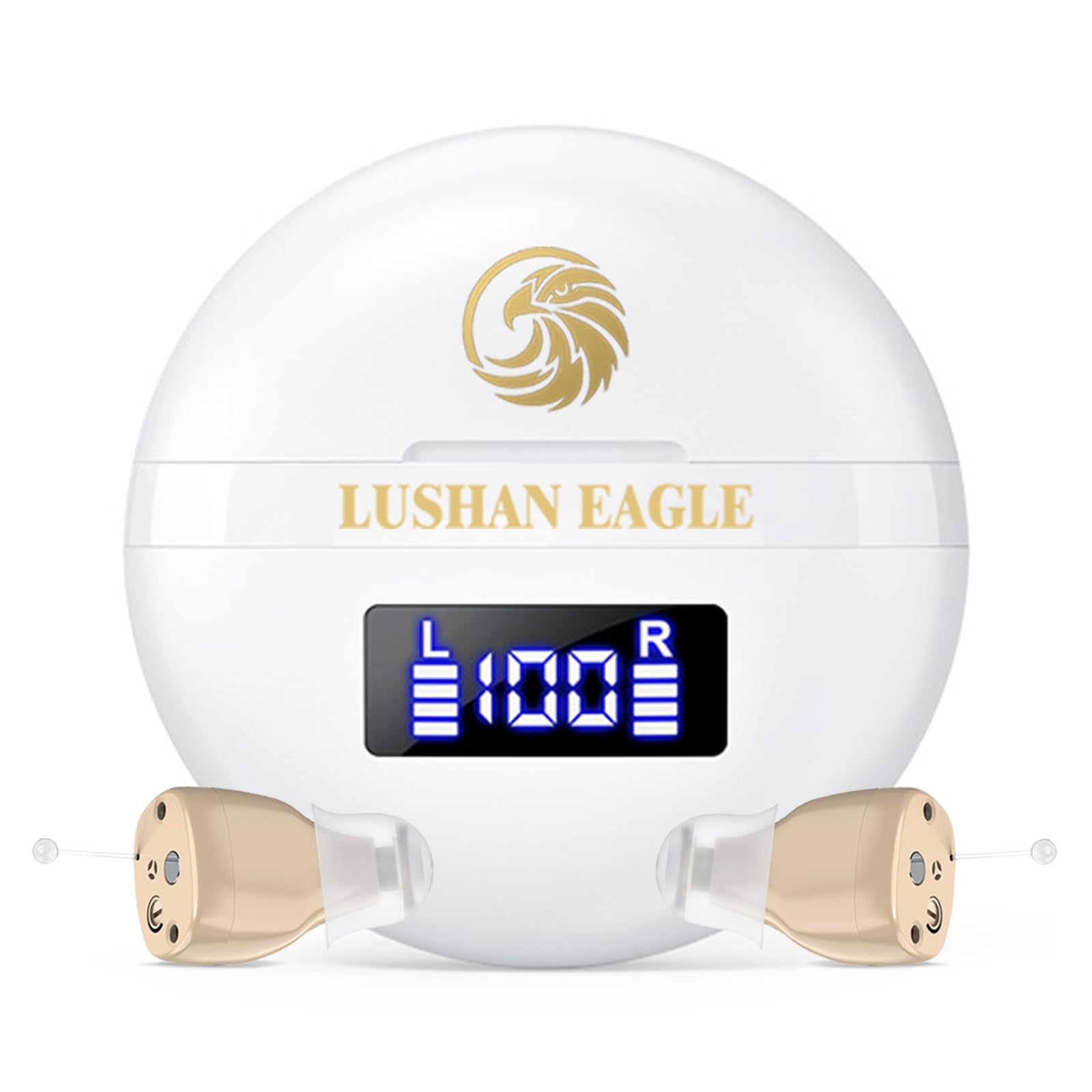 LUSHAN EAGLE Auriculares de amplificación amplificador recargables reducción de ruido inteligente (Blanco)