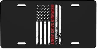 American Flag Insurance Sales Agent License Plate Novelty Metal Plate Vanity Tag Aluminum Car Front License Plate Decor 6x12 Inch
