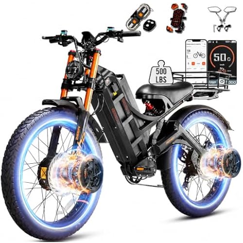 eAhora Romeo Pro 3 Electric Bike - [2026 Latest] 52MPH 6000W Dual Motor 60V 80AH 300Miles Long Range Ebike for Adults, 26" * 4.0 Fat Tire Fast Electric Mountain Bike Full Suspension Off-Road E-Bike