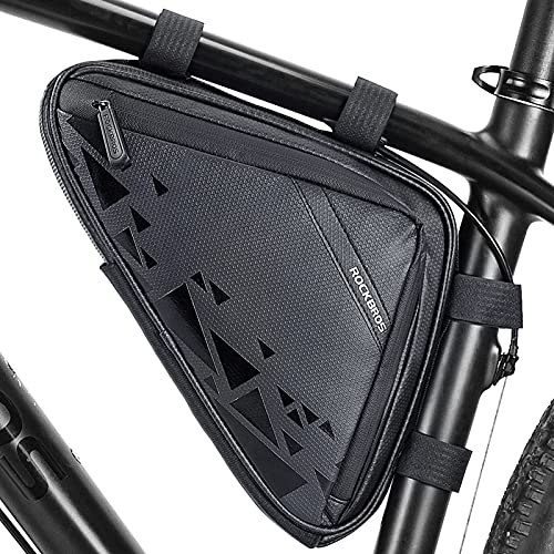 Image of ROCKBROS Bike Triangle Frame Bag 1.5L Dual-Side Pockets Quick Access | Dual Pockets for Tools & Phone,Large Opening,Aerodynamic Fit for MTB /Road,4-Strap Adjustable Mount