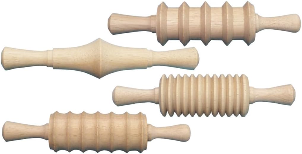 Creativity Street Clay and Dough Pattern Rolling Pin Set, 6 Inches, Wood, Set of 4