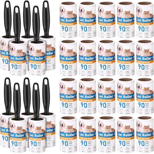 FoldTier 2700 Sheets Lint Rollers for Pet Hair Extra Sticky Portable Lint Remover Brush Roller with 10 Handles 30 Refills Pet Hair Remover for Couch Clothes Furniture and Carpet Dog Cat