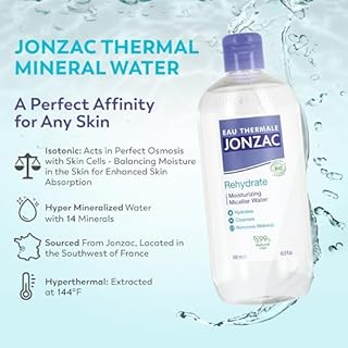 Eau Thermale Jonzac 99% Organic Micellar Water - Natural Eye & Face Makeup Remover - Hydrating With Thermal Spring Water - For Sensitive Skin - Non-Toxic - Agua Micelar Orgánica - 16.9 Fl Oz