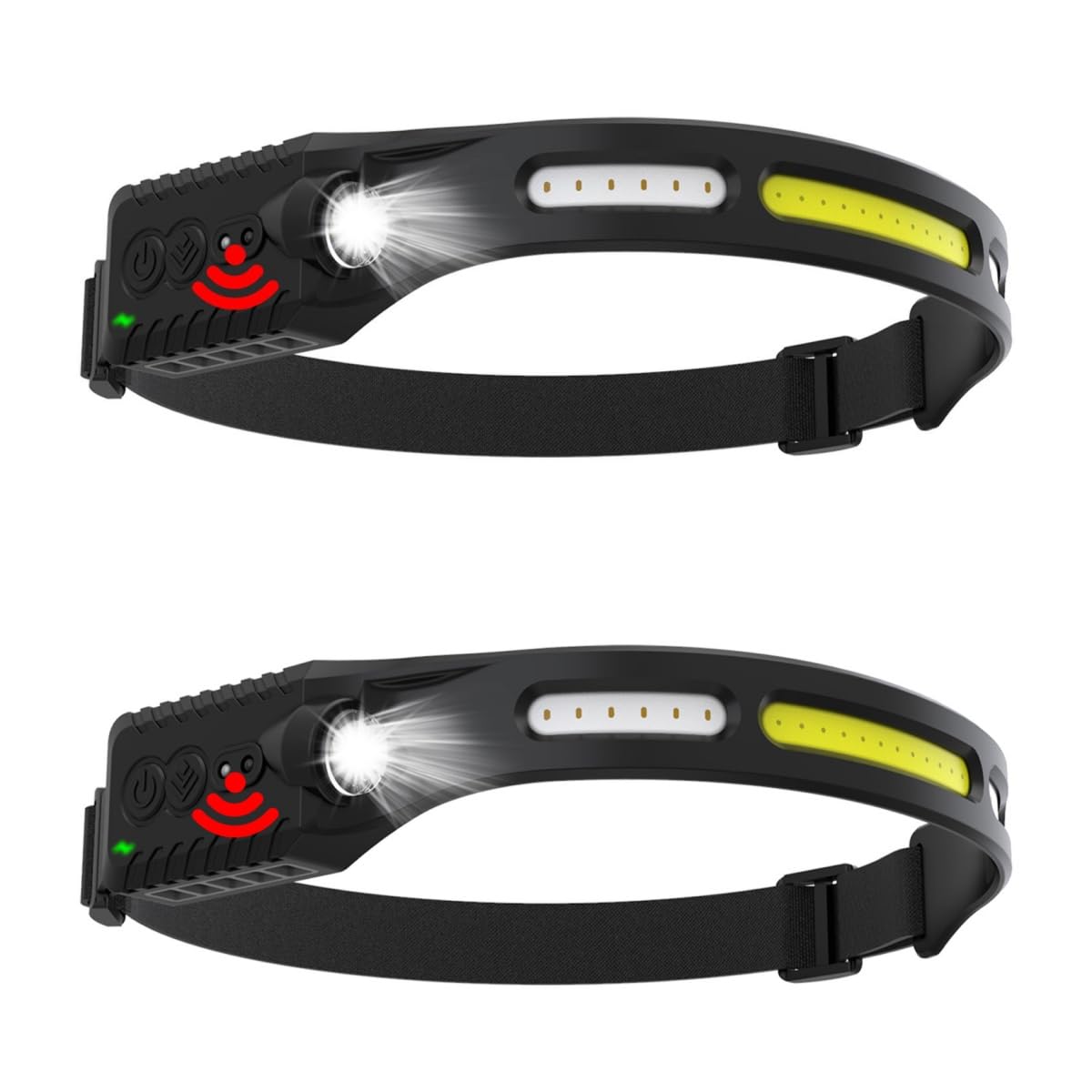 Faro recargable, faro LED con sensor de movimiento, lámpara de cabeza de haz ancho de 230 °, para senderismo, carreras, reparación, pesca, bicicleta