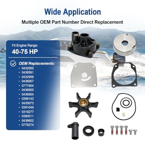 Image of MARKGOO Water Pump Repair Kit 432955 for Johnson Evinrude 40-75HP Outboard