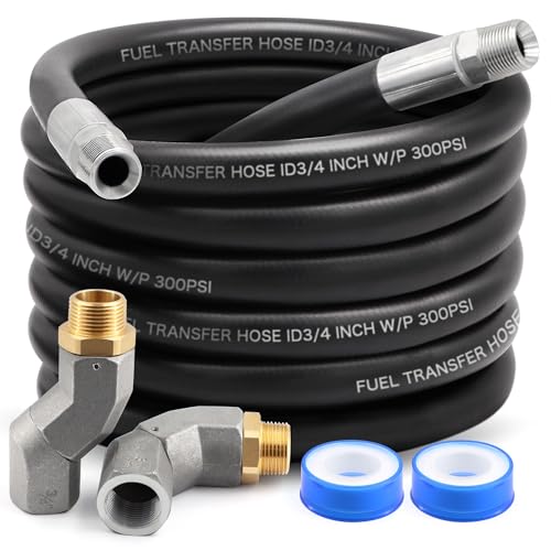 20FT 3/4inch NPT Fuel Transfer Hose Farm Tank Hose and 2PCS Fuel Swivel with Roating Connector for Dispensing Diesel Oil Gasoline Kerosene Biodiese