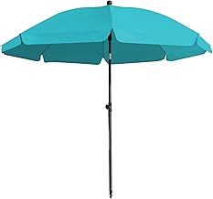HOMEDEMO Parasol Plage Inclinable Portable et Pliable, 217cm, Turquoise