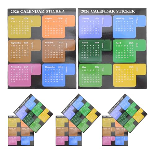 COHEALI 2026 Calendar Stickers Planner Tabs Self-Adhesive Monthly Index Tabs for DIY Journals Notebooks Scrapbooks Family Agendas 4 Sets Vibrant Colorful Monthly