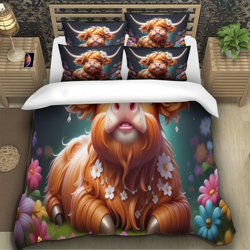 Housse de couette 260x220 chat dessin animé parure de lit confortable 3D