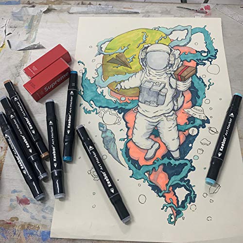 Image of Keebor Advanced 80+1 Colors Dual Tip Alcohol Art Markers, Plus 1 Blender Marker With Thick Packing - Multicolor