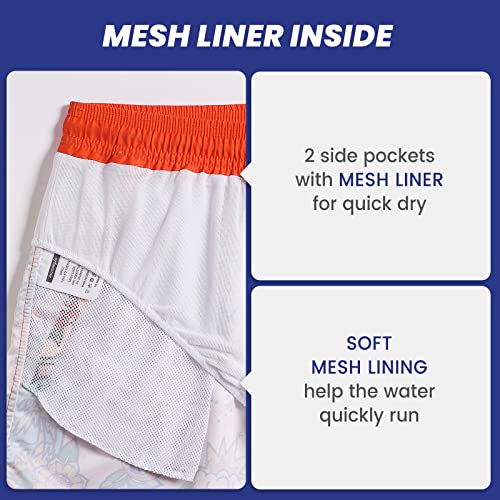 Image of maamgic Mens Boys Short 80s 90s Vintage Swim Trunks with Mesh Lining Quick Dry Swim Suits Board Shorts