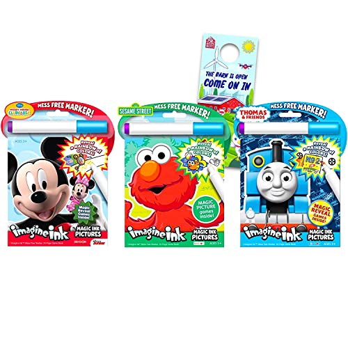 Bendon Bundle of 3 Imagine Ink Magic Pictures Activity Books - Mickey Mouse Clubhouse, Sesame Street, and Thomas & Friends
