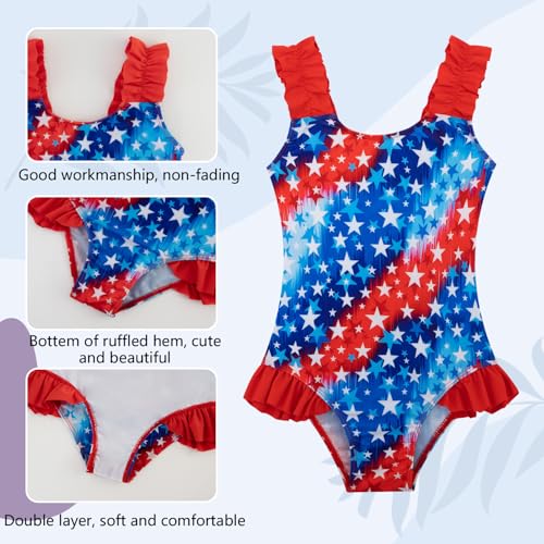 Image of XiaoMoSha Girls One Piece Swimsuit Ruffled Straps Bathing Suits Summer Swim Suit Quick Dry Beach Swimwear for Kids 3-10 Years