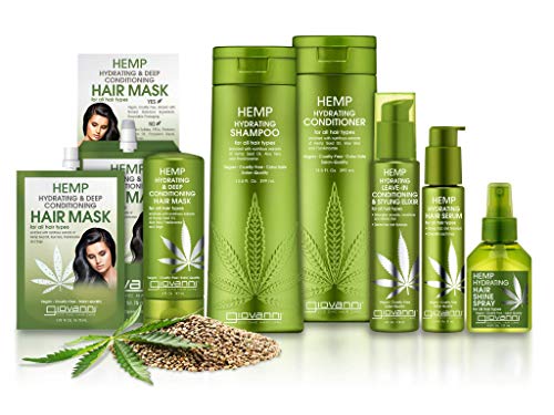 GIOVANNI Hemp Hydrating Hair Shine Spray, 4.3 Fl Oz - Contains Hemp Seed Oil, Aloe Vera, Frankincense, Helps Stimulate, Moisturize & Revitalize Damaged Hair, No Parabens, Sulfate Free