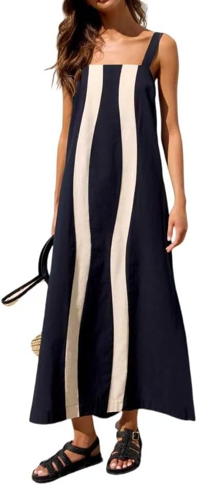 Women's Boho Print Dress Sleeveless Backless Halter High Waist A Line Beach Vacation Long Dress