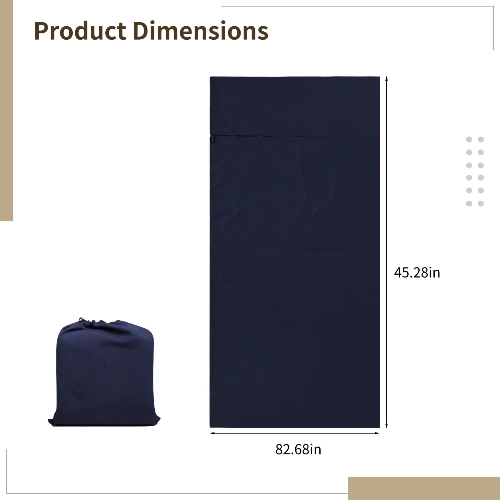 Sacco a pelo XL per adulti, 114 x 213 cm, leggero, lenzuolo da viaggio con custodia, morbido tessuto lavabile per campeggio e uso in hotel, blu navy