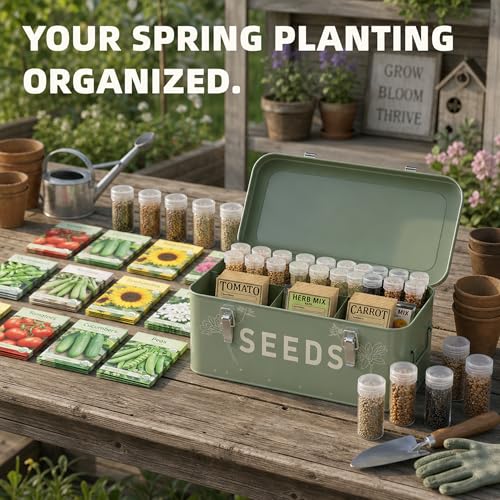 Orionstar Metal Seed Storage Organizer Box with 30 Bottles, 4-Compartment - Image 5