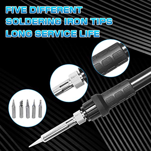 Soldering Iron Station, 65W Solder Iron Station Kit 392°F-896°F Adjustable Temperature (C/F), LED Digital Soldering Station with 10 Min Sleep Mode, Solder Bracket, 5 Extra Solder Tips & 2 Solder Wire
