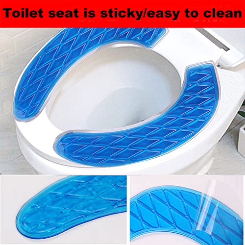 HJJ Universal-Toilettensitzabdeckung, waschbares Gel-Toilettensitzkissen mit Selbstklebendem Design, Schutz für den Toilettensitz, für Haushalt, Bad und Reisen, blau – Bild 5