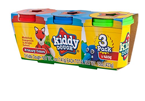 KIDDY DOUGH 3 Pack of Color Play Dough  Mega Modeling & Sculpting Playset with 3 Individual 5-Ounce Cans  Exclusive Bulk Party Pack (Primary Dough Colors May Vary)