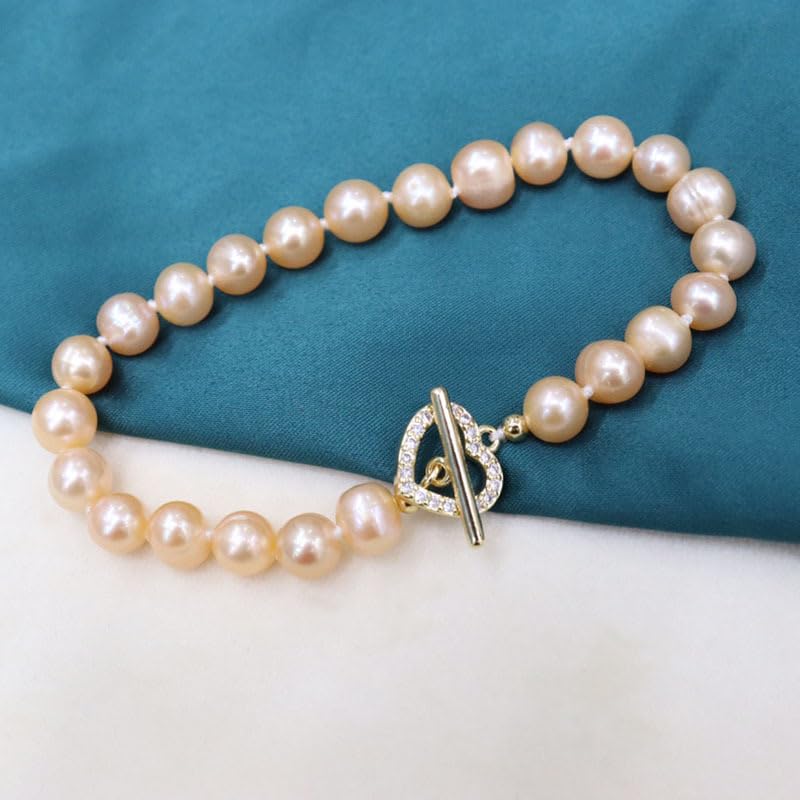 Il set di collana di perle coltivate d'acqua dolce include uno splendido braccialetto e un set di orecchini a bottone per donne, matrimoni, matrimoni, regali di Natale