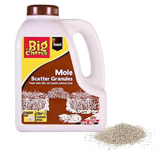 The Big Cheese Mole Scatter Granules - 2.5kg, Natural/ Biodegradable Eﬀective Mole Deterrent Harmless to Animals and the Environment Treat Gardens up to 250sq m. Ready-To-Use