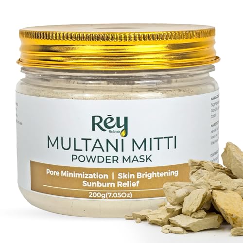 Image of Rey Naturals Multani Mitti For Face - 200gm | Multani Mitti Powder For Face & Hair | Multani Mitti Face Mask For Pore Minimization | Detan Pack For Tan Removal | Face pack for Women & Men