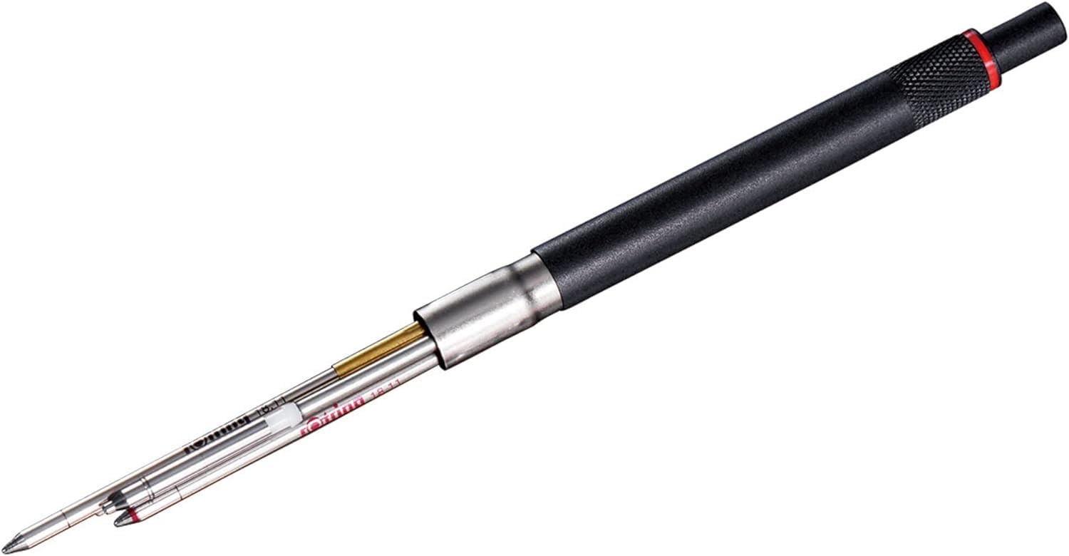 rOtring 600 3 en 1 Stylo et porte-mines multicolores + carnet | Pointes de stylo à bille noir et rouge et 1 pointe de crayon mécanique (0,5 mm)
