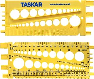 Taskar Nut, Bolt & Screw Measuring Gauge Size & Thread Pitch (Imperial/Metric)