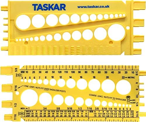 Taskar Nut, Bolt & Screw Measuring Gauge Size & Thread Pitch (Imperial/Metric)
