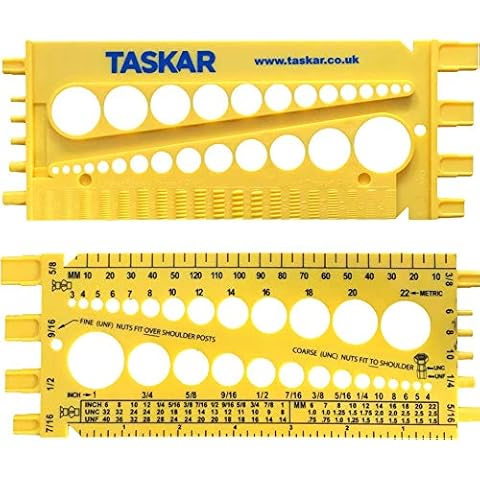 Taskar Nut, Bolt & Screw Measuring Gauge Size & Thread Pitch (Imperial/Metric) Cover