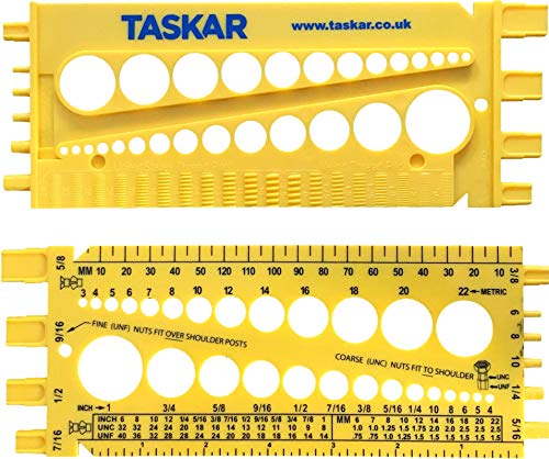Taskar Messmessgerät für Mutter, Bolzen und Schrauben, Größe und Gewindeteilung (Imperial/Metrisch) Cover